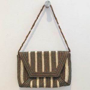 Ricki Turquoise and Gold Beaded Evening Bag